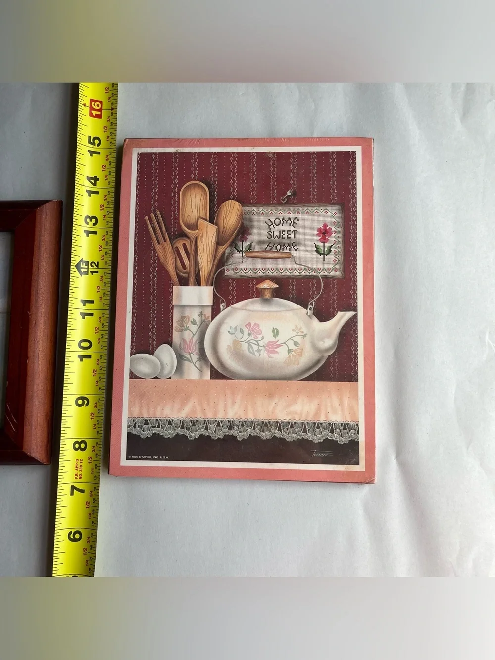 Vintage Cottagecore Wood Frame w/Fine Art Print & Wall Plaque - Bundle of 2